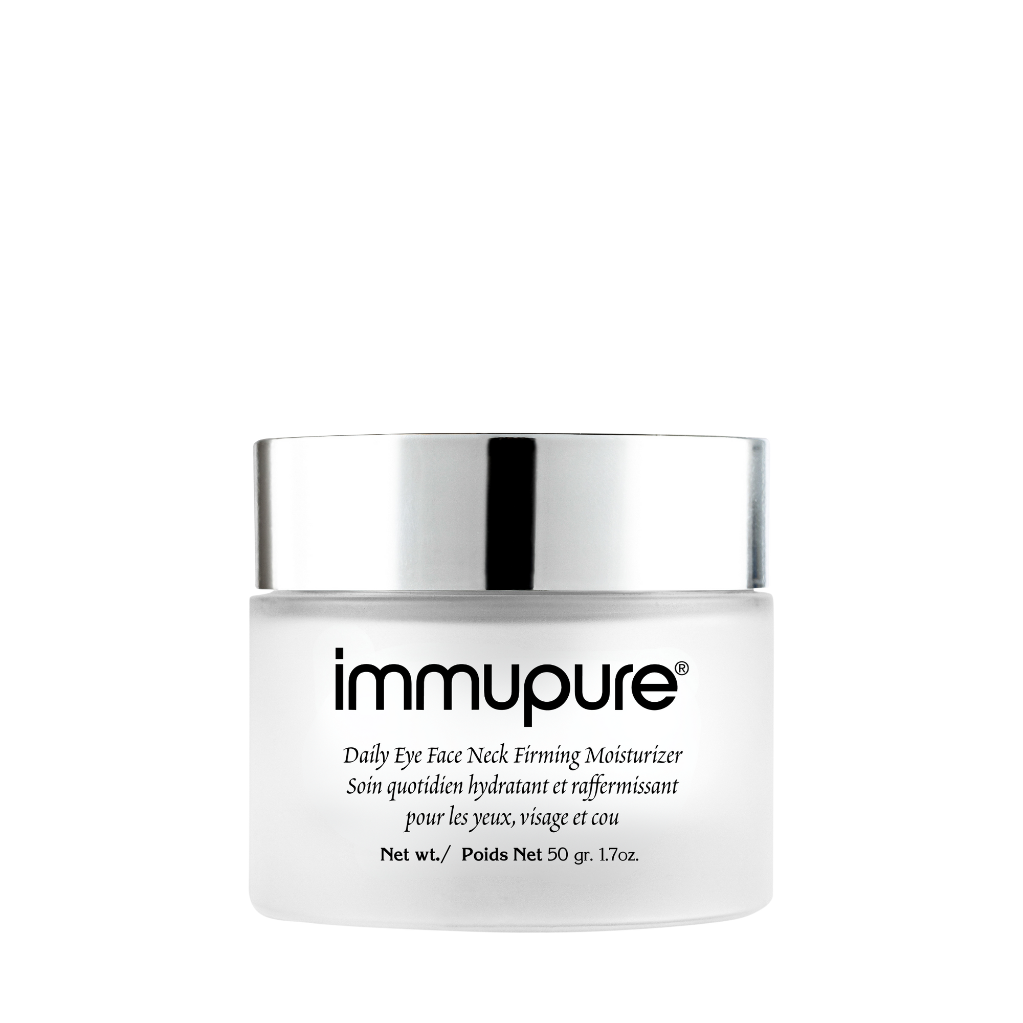 immupure Daily Eye Face Neck Firming Moisturizer jar on a white background