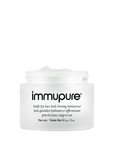 White jar of immupure moisturizer on a white background