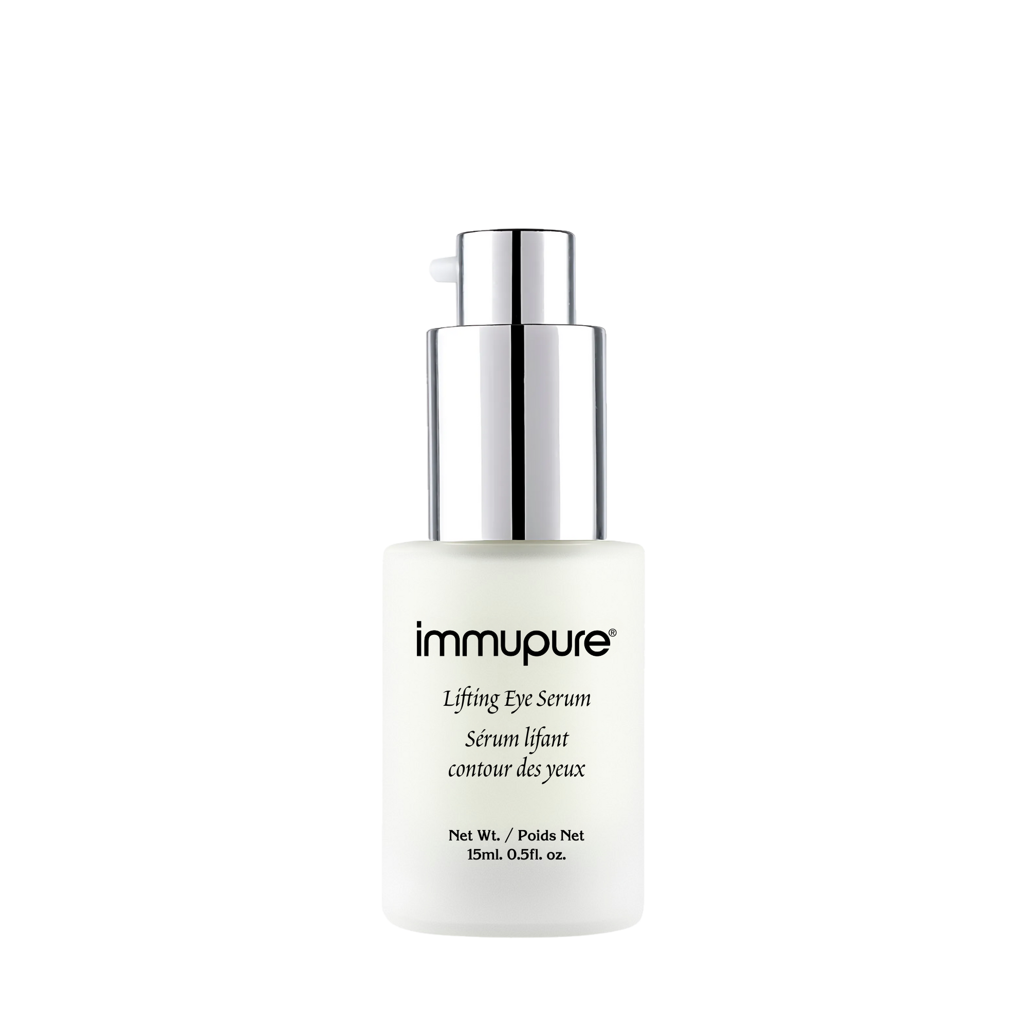 Immupure lifting eye serum bottle on a white background