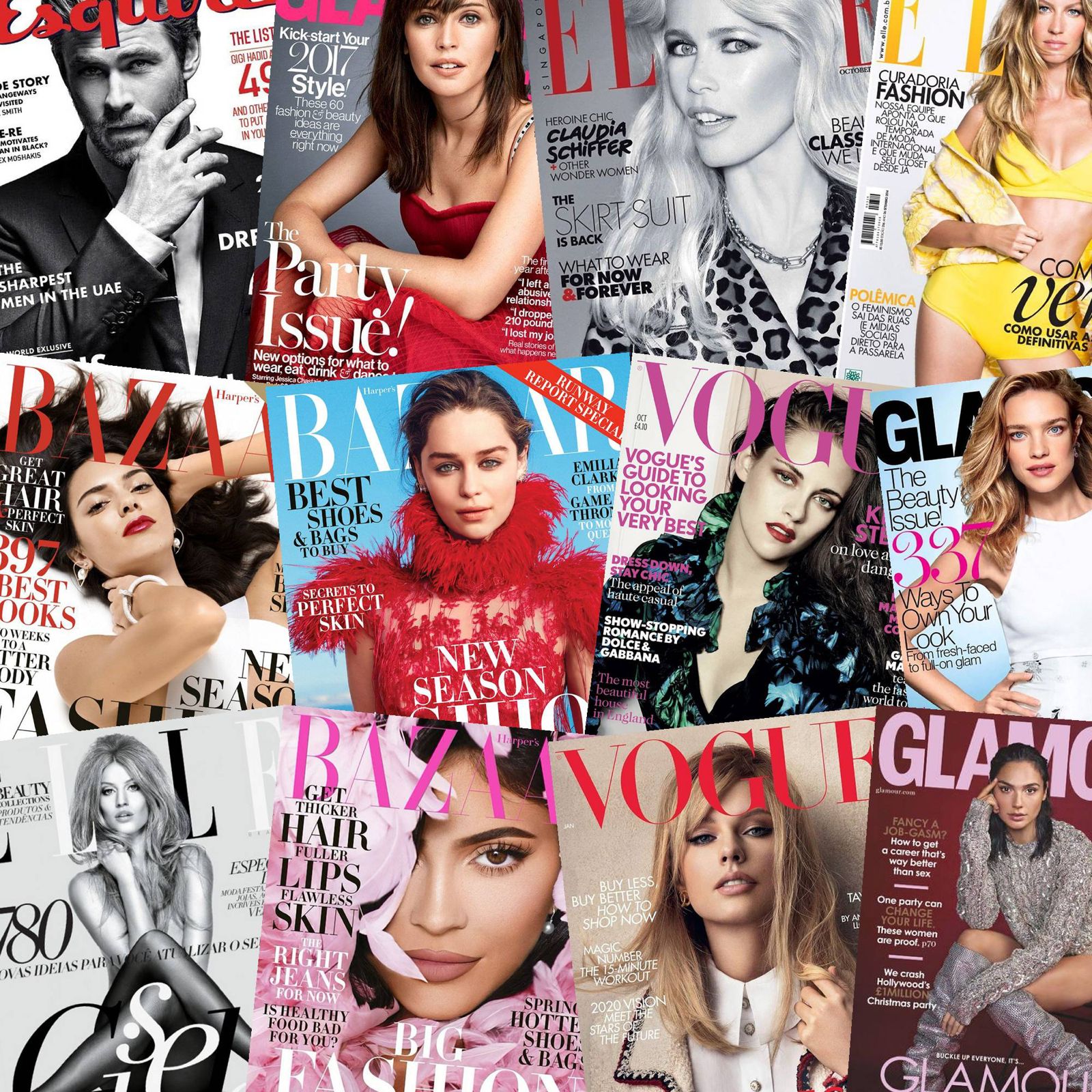Collage of various magazine covers featuring women on the front