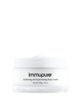 White jar of immupure body cream on a white background