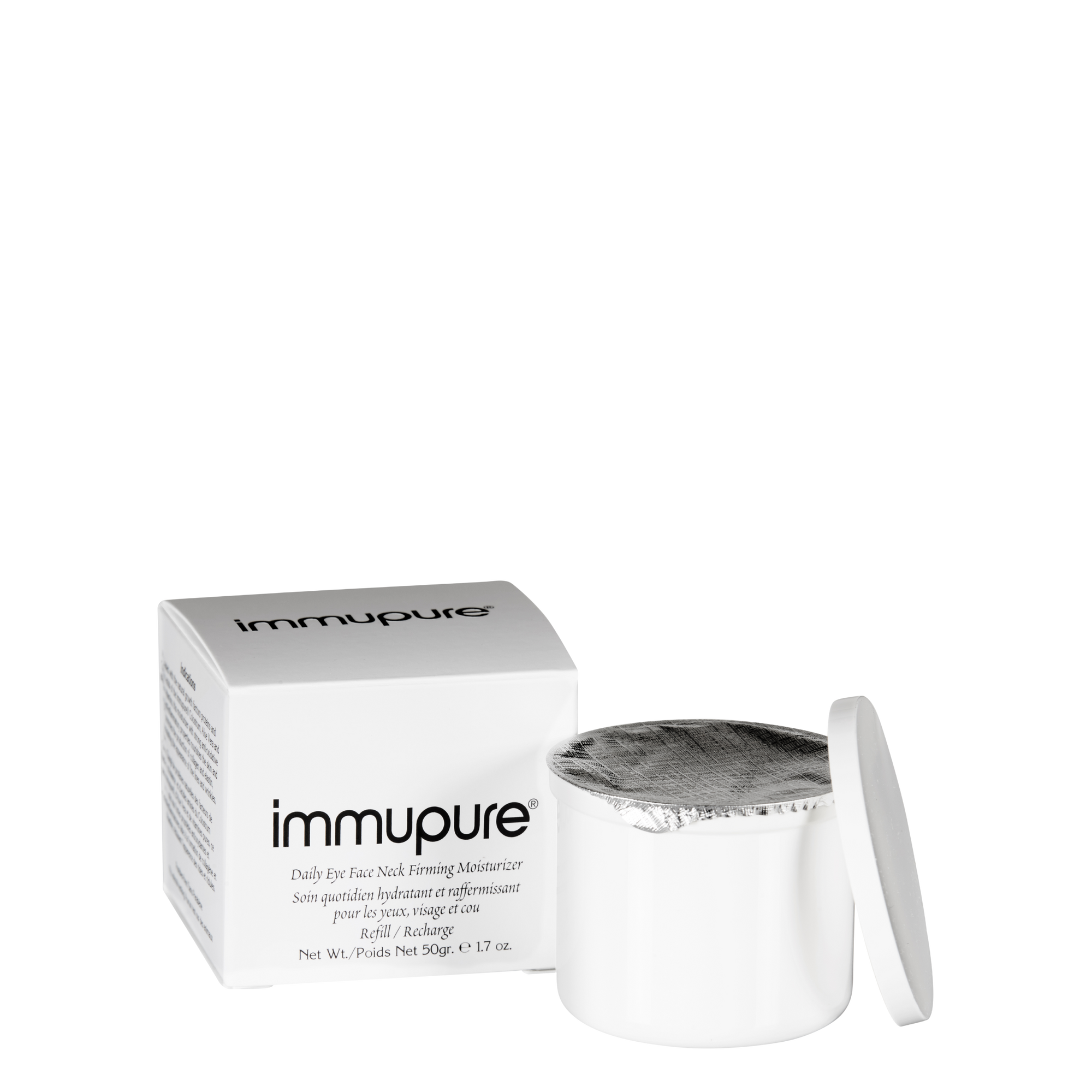 Immupure skincare product with packaging on a white background