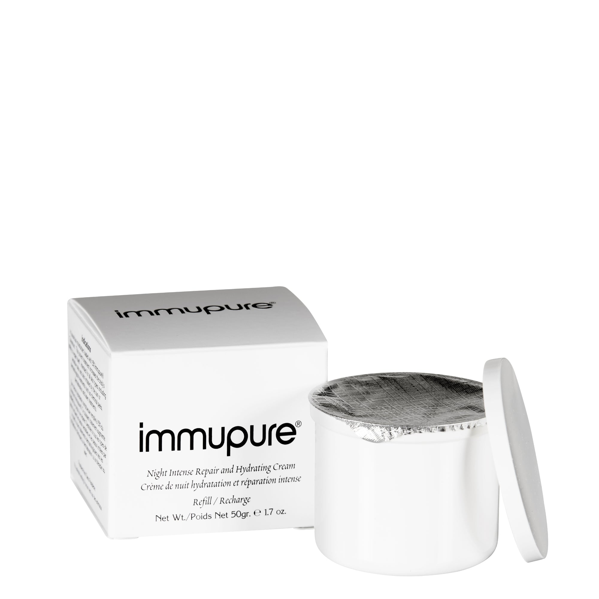 Immupure Colostrum Anti-Aging Night Cream Refill, open refill cup