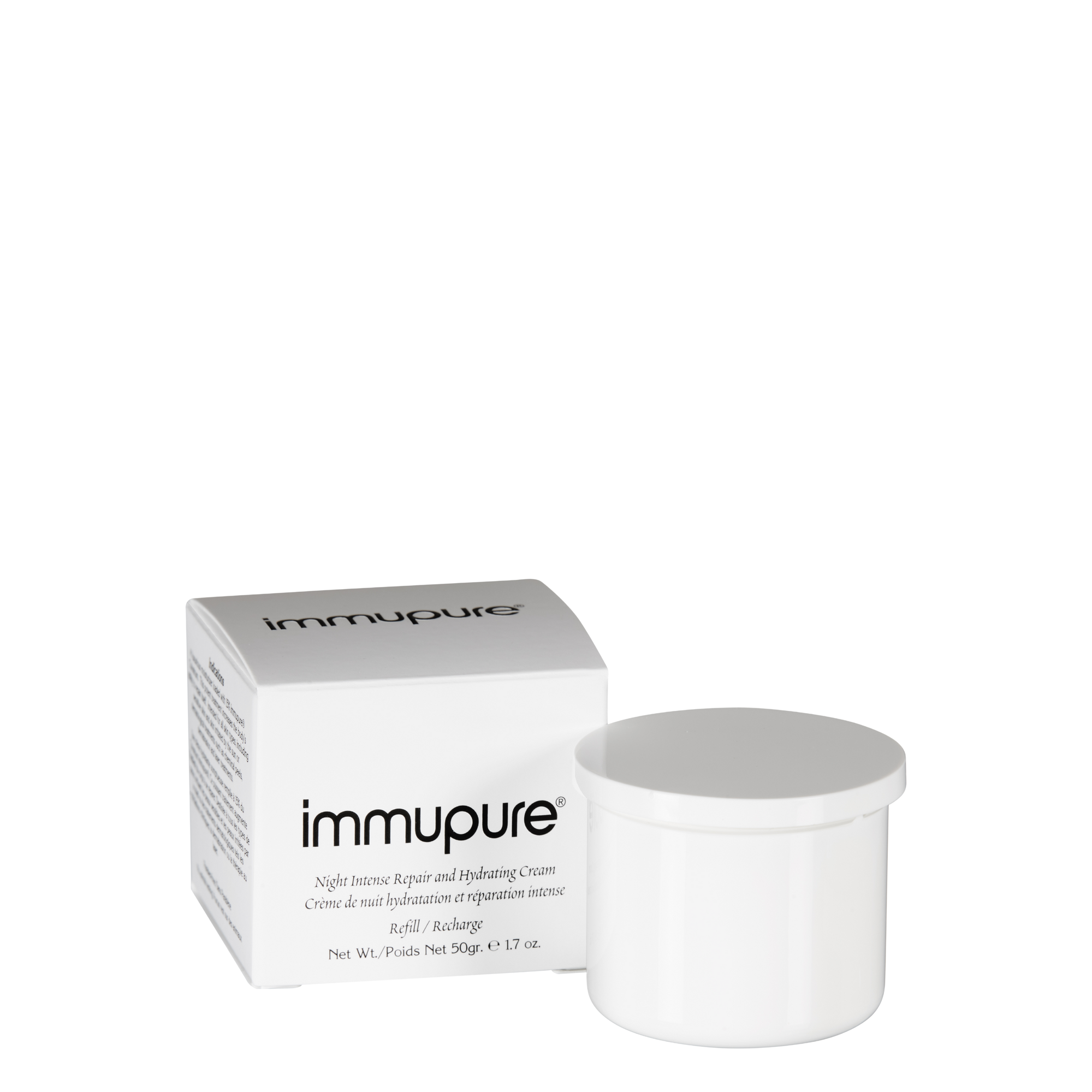 immupure cream container and packaging on a white background