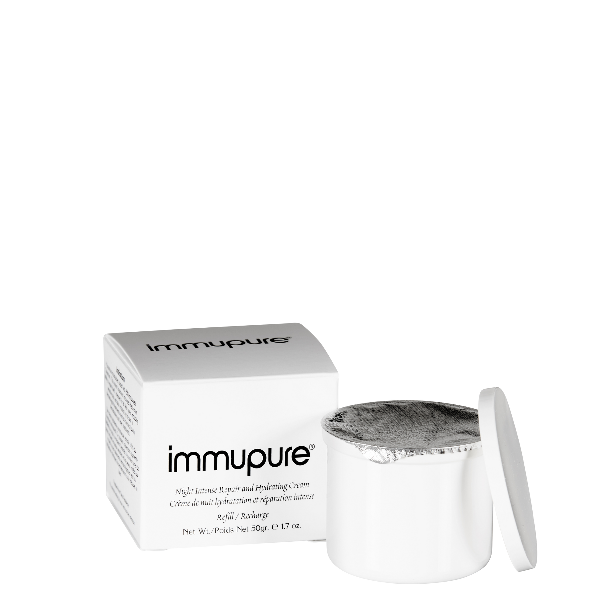 immupure night cream with packaging on a white background